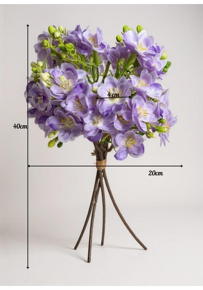 Yapay Çiçek Lila Yasemin Çiçeği Demeti 4 Dallı Buket 40 20cm Lila