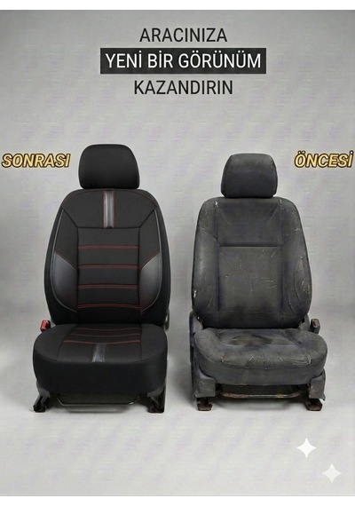 Yıldız Siyah Kırmızı Serisi Üniversal Oto Koltuk Kılıfı Ön Arka Koltuk Tam Set 10501124