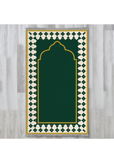 Evaşk Namazlık Dokuma Halı Kaymaz Muslumana Seccade80 x 130 Yeşil EVASK802J80