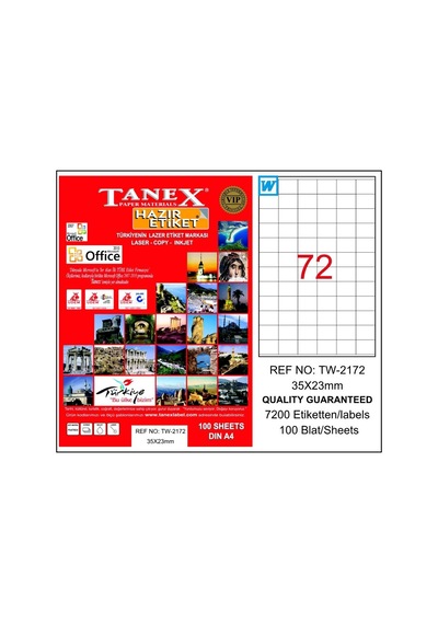 Tanex Tw-2172 35X23 MM A4 Beyaz Lazer Etiket