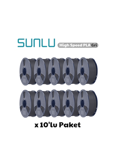 Sunlu High Speed Pla Filament Gri 1.75mm 1kg 10 Adet