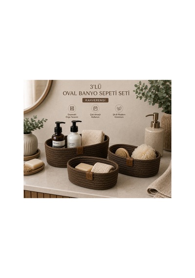 3 Lü Oval Dekoratif Örgü Hasır Jüt Görünümlü Sepet Seti Çok Amaçlı Organizer Düzenleyici Sepet Banyo Mutfak Salon Saklama Sepeti Kahverengi Kahverengi 3 Lü Oval Dekoratif Örgü Hasır Jüt Görünümlü Sepet Seti Çok Amaçlı Organizer Düzenleyici Sepet Banyo Mutfak Salon Saklama Sepeti Kahverengi Kahverengi