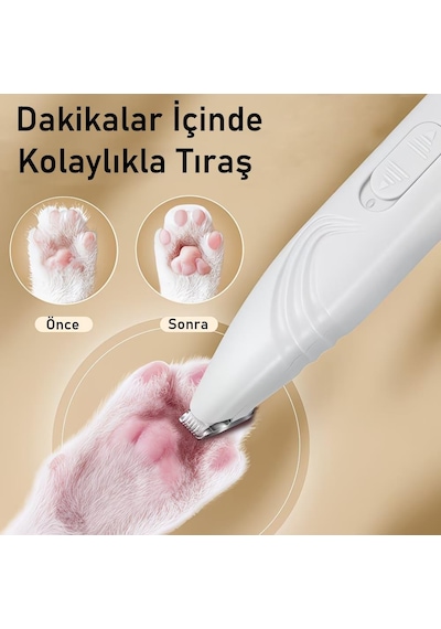 Valkyrie Kedi Köpek Pati Tüy Kesme Makinesi Sessiz Hassas Bölge Traş Cihazı Seramik & Çelik Bıçaklı