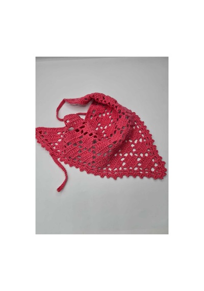 Örgü Bandana Saç Bandanası Pembe