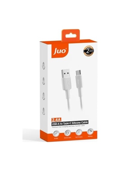 12w Usb-a To Type-c Silikon Hızlı Şarj Ve Data Kablosu Beyaz 2 Metre