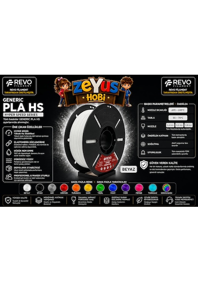Generic Pla Hs Hyper Speed Filament Beyaz 1.75 Mm 1000 Gr Beyaz Filament