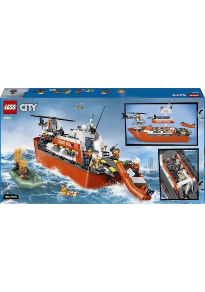 LEGO® City Sahil Güvenlik Kurtarma Botu ve Helikopteri 60504 -7 Yaş ve Üzeri Çocuklar için Yaratıcı Oyuncak Yapım Seti (742 Parça)