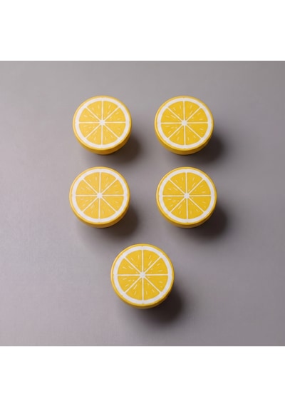 5 Adet Set Limon Görünümlü Dolap Kulpu Çocuk Odası, Mutfak Ve Banyo Mobilya Kulp Sarı