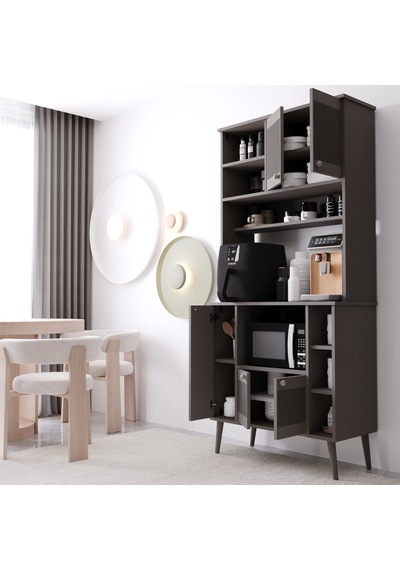 Melura Kahve Köşesi 90 Cm %100 Mdf Çok Amaçlı Dolap Gri
