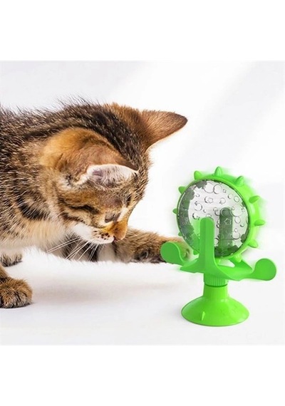 Vantuzlu Zilli İnteraktif Dönebilen Mama Kaplı Renkli Eğlenceli Eğitici Kedi Oyuncağı 5047