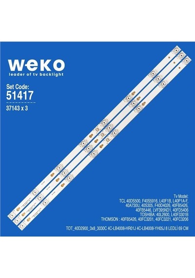 Tcl 40s305 40'' 3 Adet Tv Led Bar Tvnizin İçindeki Led Barla Aynısı Olduğunu Görmeden Almayınız. Led Bar Ürünlerinde Paket Açıldığında İade Kabul Edilmemektedir.