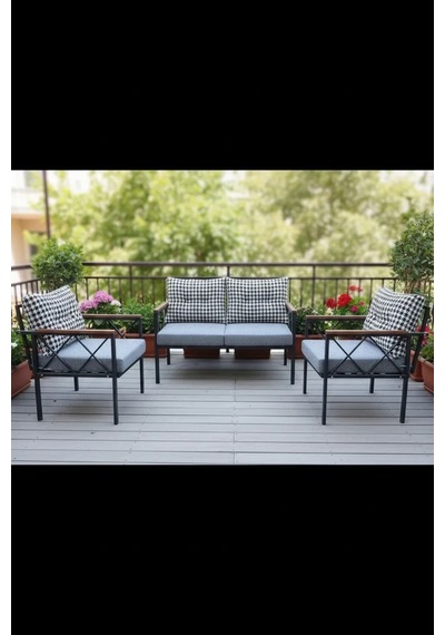 Safir 2+1+1 Kaz Ayağı Kırlent Bahçe,balkon,cafe Teras Mobilyası,çay Seti,koltuk Takımı,ofis Mobilyas Gri Safir 2+1+1 Kaz Ayağı Kırlent Bahçe,balkon,cafe Teras Mobilyası,çay Seti,koltuk Takımı,ofis Mobilyas Gri