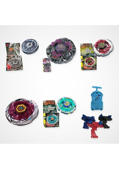 Beyblade Metal Fusion Set 5 Beyblade 2 Fırlatıcı - Bb104, Bb80, Bb65, Bb118, Bb71