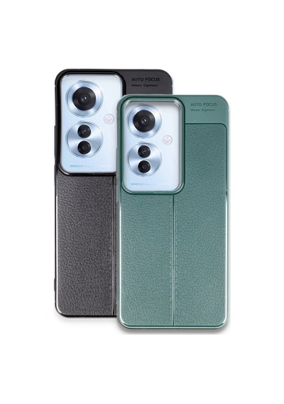 Oppo Reno 11f İçin Uyumlu Deri Tasarımlı Elde Kaymaz Korumalı Silikon Kılıf
