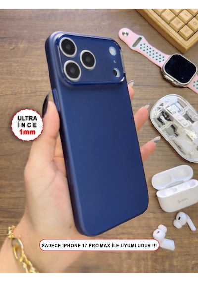 Apple iPhone 17 Pro Max Uyumlu Süper İnce Mat Ultra Thin Silikon Kılıf Lacivert