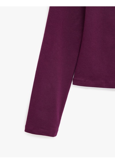 Koton Pamuklu Slim Fit Bisiklet Yaka Uzun Kollu Düğmeli Hırka Mürdüm 7wal90024ık Mor