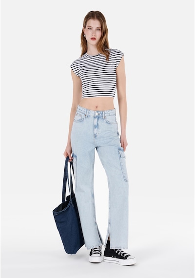 Colin's Colins Cargo Fit Yüksel Bel Daralan Paça Kadın Mavi Jean Pantolon Cl1069983 Q1.v1 Dn00214 Denim