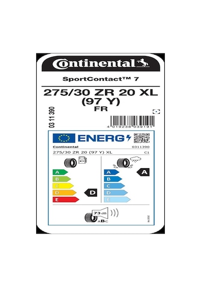 Continental 275/30z R20 97y XL Fr Sportcontact 7 Yaz Lastiği 2026