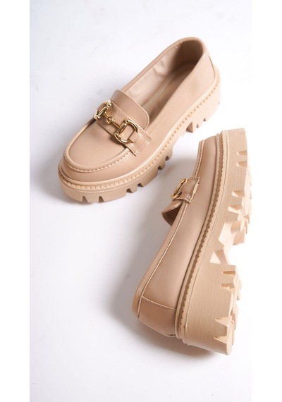 Mubiano Mb1180-n Kalın Taban Nude Tokalı Kadın Kolej Loafer Nude