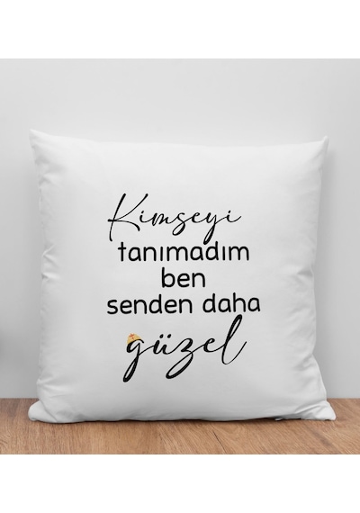 Bk Gift Kimseyi Tanımadım Ben Tasarımlı Beyaz Kırlent Yastık, Arkadaşa , Ev Dekorasyonu, Ev si-3 Bitmeyen135604 Bk Gift