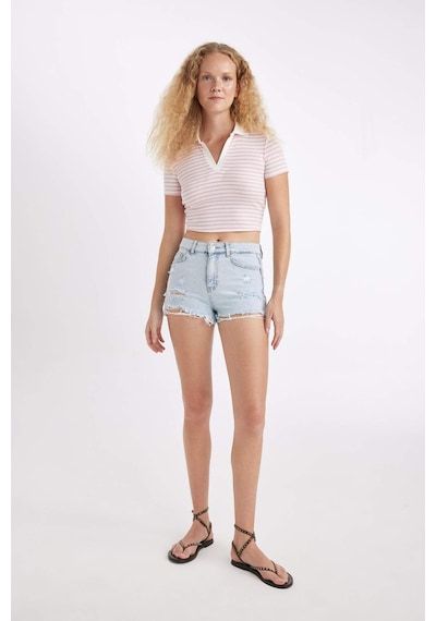 DeFacto Fitted Polo Yaka Fitilli Kaşkorse Kısa Kollu Tişört A0380AX24SMPN614