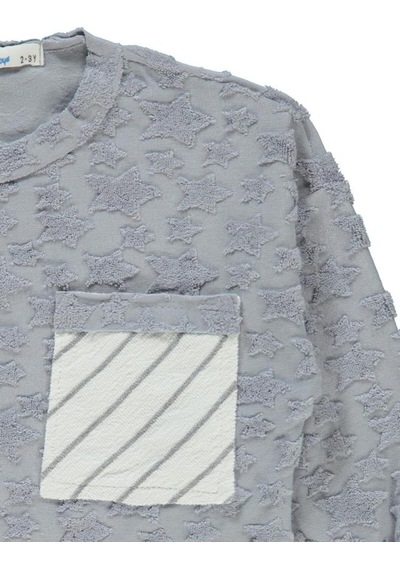 Civil Boys Yıldız Baskılı Çizgili Cepli 2-5 Yaş Sweatshirt Açık İndigo