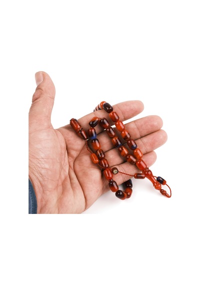 Sıkma Kehribar Eski Çubuk Kapsül Kesim 8x12mm Tesbih Kahverengi