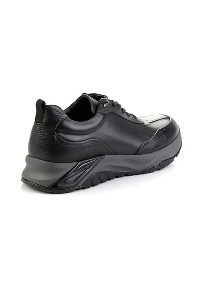 Siyah Hakiki Deri Erkek Sneaker E01307270703 Siyah