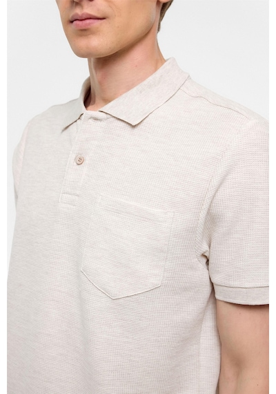 Süvari Bej Regular Armürlü Polo Yaka Tişört-37403 Bej
