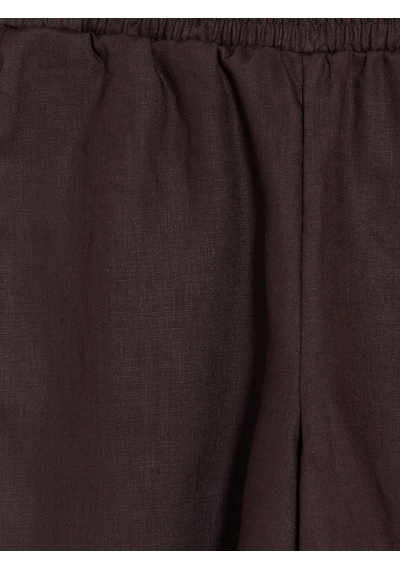 Lcw Comfort Kahverengi Beli Lastikli %100 Keten Kadın Şort