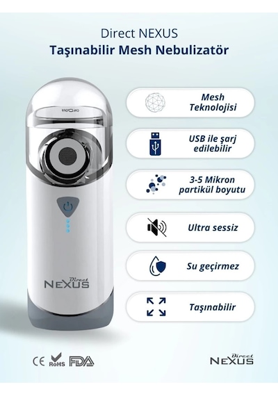 Mey İthalat Nexus Taşınabilir Mesh Hava Makinesi Nebulizatör