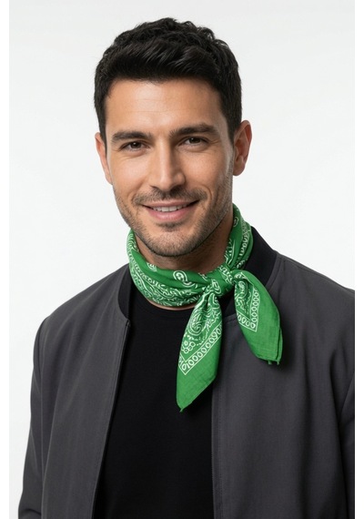 Mollycrush Unisex Yeşil Şal Desenli Fular Günlük Saç Aksesuarı, Boyunluk Ve Outdoor Bandana Yeşil
