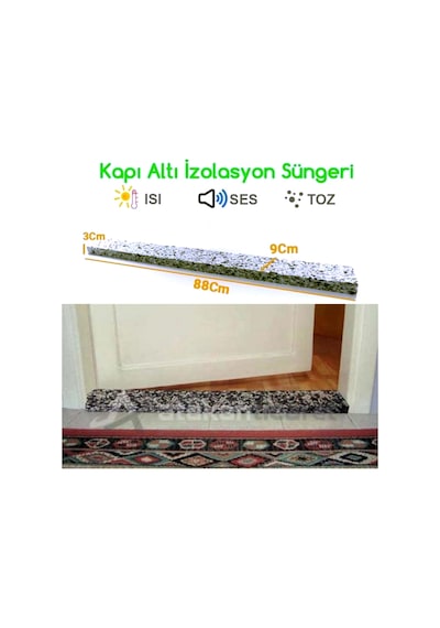 2 Adet Birden Kapı Altı İzolasyon Süngeri Kapı Altı Eşik Süngeri Rüzgar Önleyici Sünger 1