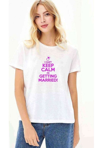 Can'T Keep Calm Can´T Keep Calm Baskılı Beyaz Kadın Tshirt