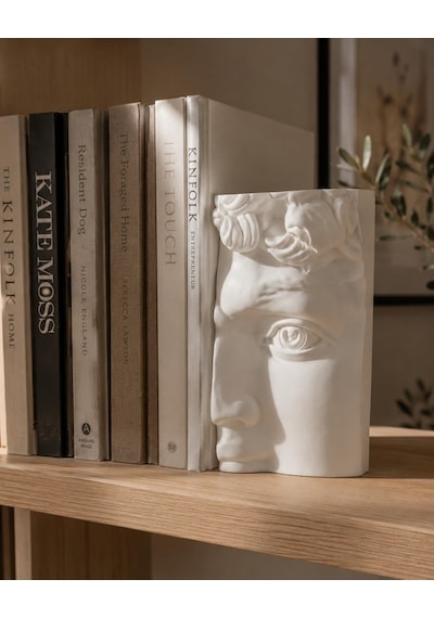 David Büst Heykeli Kitap Tutucu Beyaz
