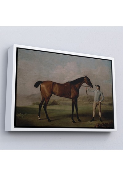 Ahşap Çerçeveli George Stubbs'un Uzun Bacaklı At Ve Jokeyi Tablosu - Molly Long-legs With Her Jockey-7012