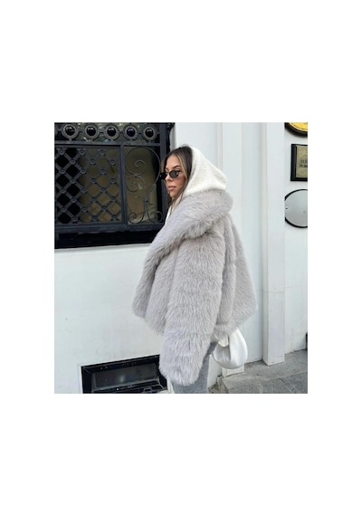 Zaya Collection Premium Suni Lolita Kürk Mont Gri