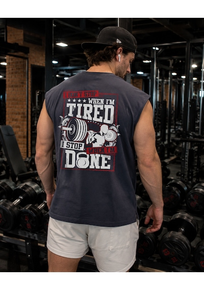 Urbantrendstore Baskılı Premium Sporcu Atleti Gym Tişört %100 Pamuklu Füme