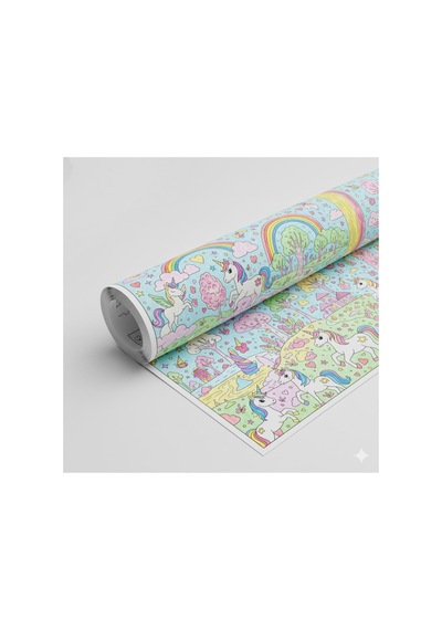 Unicorn Magic Tek Boynuzlu At Dev Boyama Kağıdı Boyama Rulosu Büyük Boy 5 Metre - 808527452