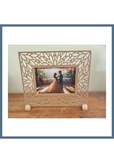 Buradabulabilirsin 3d Baskı Yaprak Desenli Masaüstü Fotoğraf Çerçevesi Oyma Çiçek Desenli Düğün Ve Masa Numarası Çerçevesi Bej Bbz