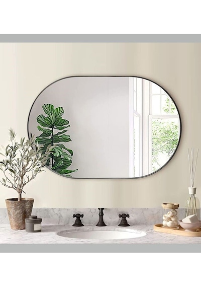 Model Alfa Dekoratif Ayna Duvar Aynası Konsol Aynası Mdf Elips Ayna 92 X 49 Siyah