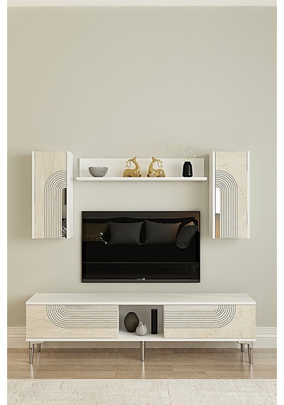 Tvr1502bts Meyra Tv Ünitesi Takımı Beyaz-traverten-silver 150cm