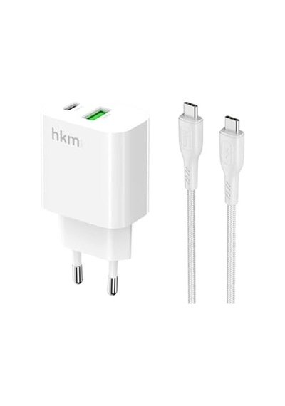 Bolt Duo 20w Usb-a Ve Type-c Çift Portlu Hızlı Şarj Aleti, Type-c Kablo Ve Adaptör Seti, Beyaz Çok Renkli