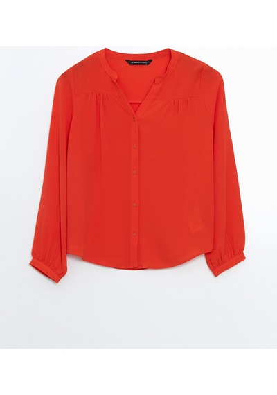 Lcwaıkıkı Classic Turuncu Kaçık Yaka Oversize Kadın Bluz