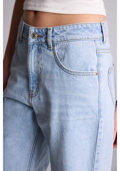 Defacto Straıght Wıde Yüksek Bel Geniş Paça Uzun Jean Kar Yıkamalı Pantolon H1062ax26smnm85 İndigo-nm85