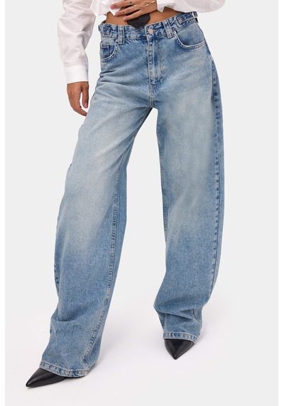 Kadın Açık Kot 4s6-32 Süper Baggy Fit Denim Jean Açık Kot Rengi