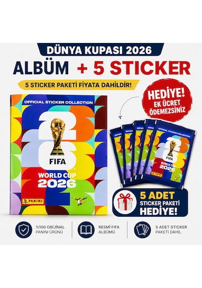 Fıfa World Cup 2026 Resmi Sticker Albümü + 5 Sticker Paket Seti