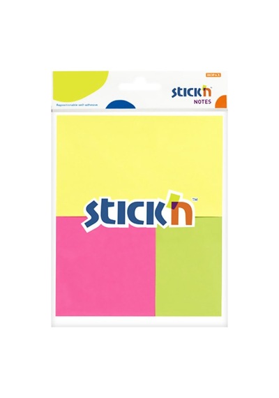 Stick'n 21258 Yapışkanlı Not Kağıdı 3 Ebat 50 Yaprak Neon 3 Renk