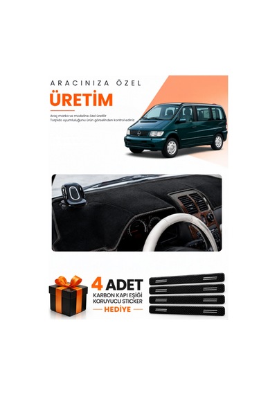 Mercedes Vıto W638 1996-2003 Uyumlu Torpido Koruma Örtüsü Oto Kılıfı - Siyah