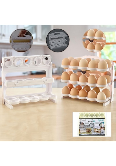 Plastlife Plaslife Kp-174 Buzdolabı Yumurta Organizeri 3 Katlı 30 Hazneli - 12'li Paket Diğer